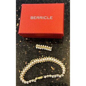 BERRICLE Set in box bracelet & ring gold tone with pearls